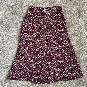 Floral Button-Down A-Line Skirt
